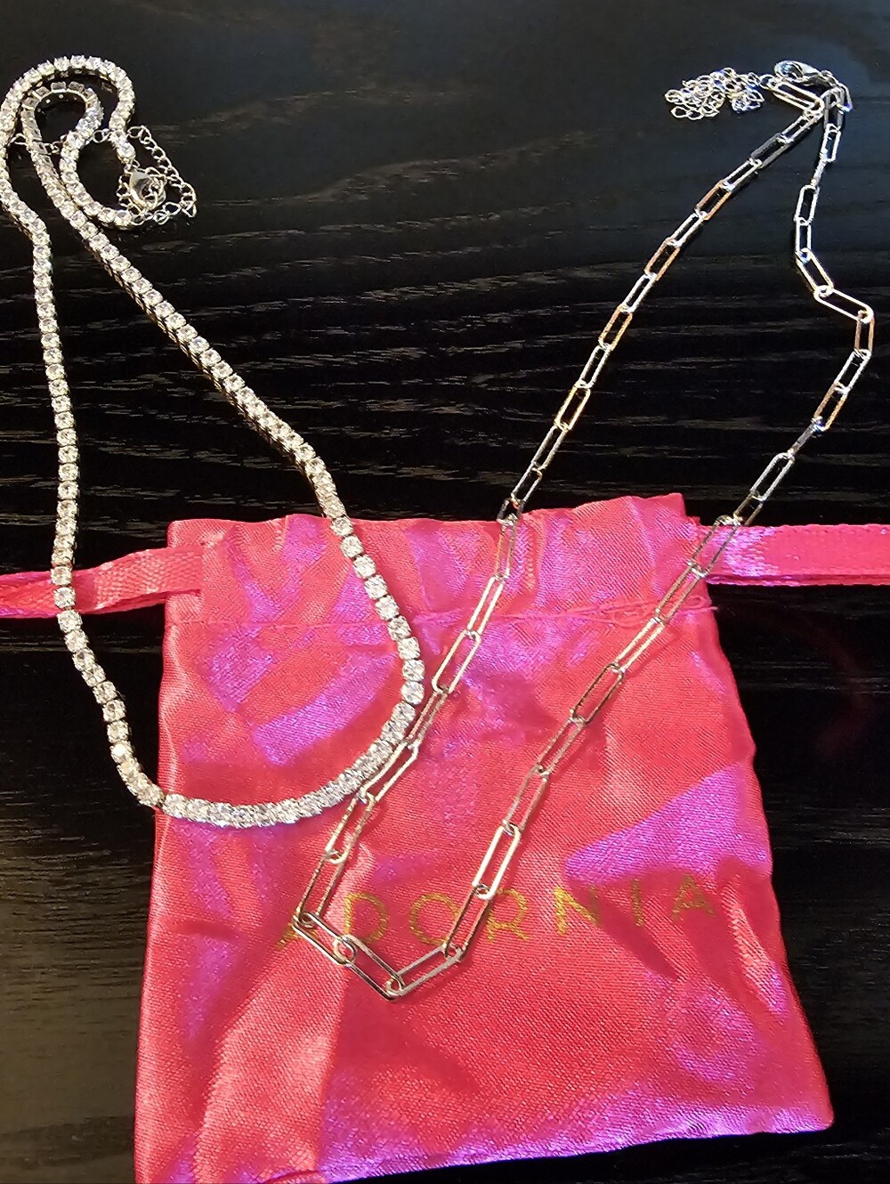 Adornia Nordstrom CZ Tennis Necklace & Silver Chain 16"+4" Extender NWT Lot Of 2
